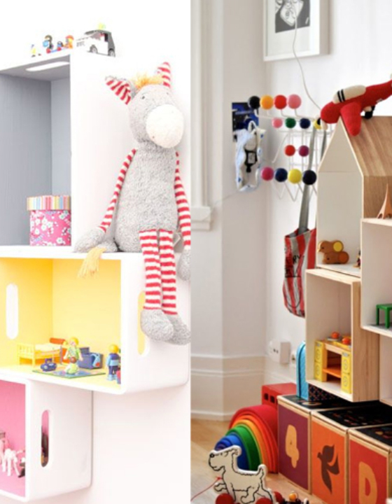 Półki na ścianie w pokoju dziecięcym