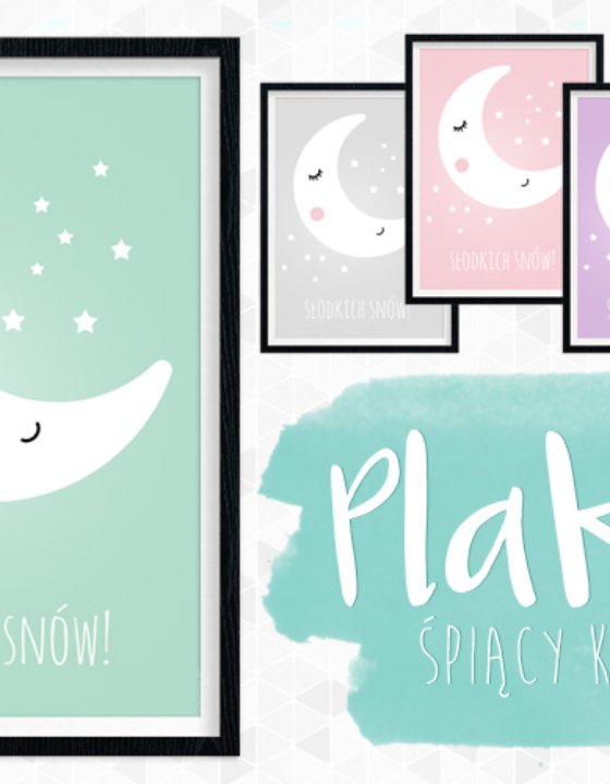 Plakat z księżycem w 5 pastelowych kolorach – do druku