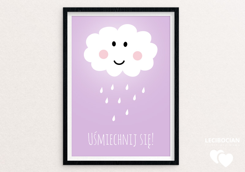 Plakat z chmurką fioletowy