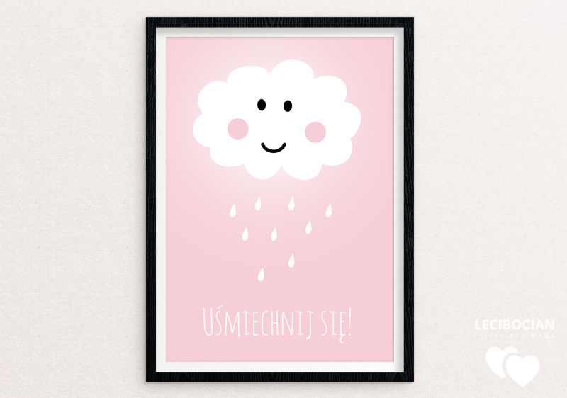 Plakat z chmurką różowy