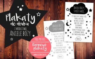 Plakat z modlitwą Aniele Boży – czarny i szary