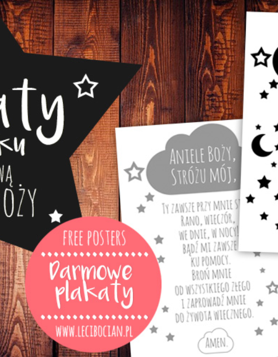 Plakat z modlitwą Aniele Boży – czarny i szary