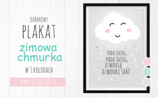 Plakat z zimową chmurką w pastelowych kolorach