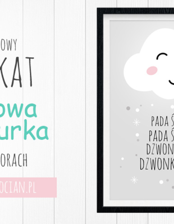 Plakat z zimową chmurką w pastelowych kolorach