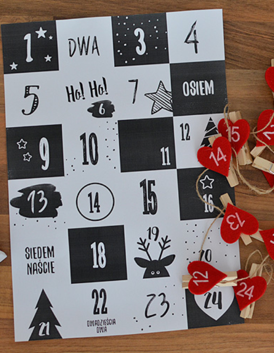 Kalendarz adwentowy dla dzieci – do druku
