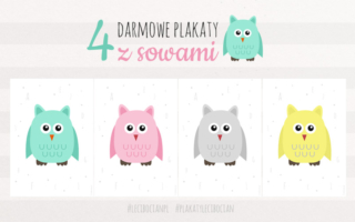 Plakaty z sowami – 4 kolory do druku