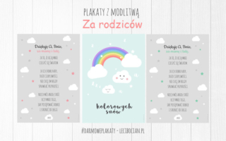 Plakaty z modlitwą za rodziców + tęczowa chmurka