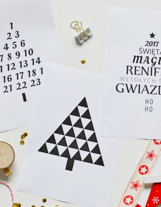 Świąteczne plakaty z choinką do druku