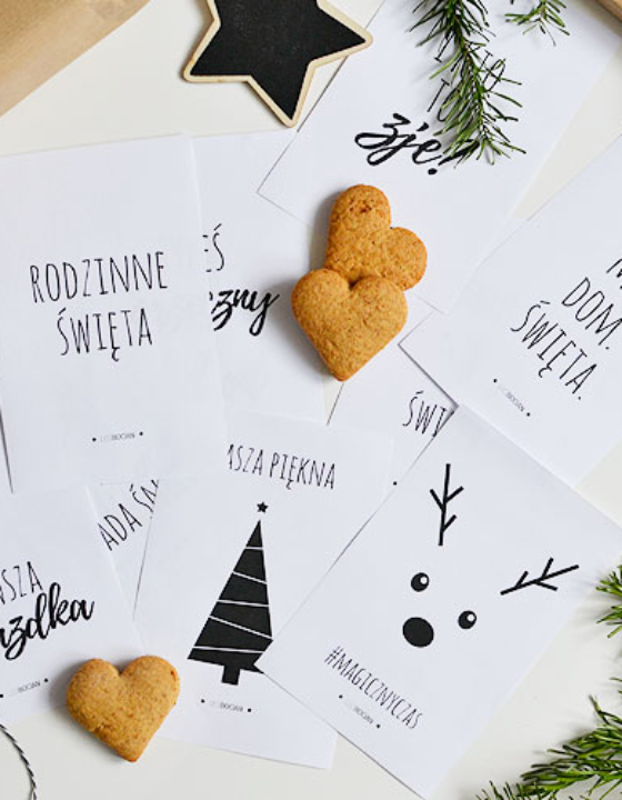 Świąteczne karty do zdjęć – 12 kart do druku