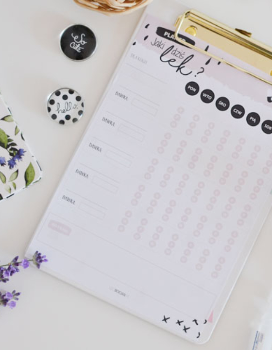 Planer medyczny leków do wydrukowania