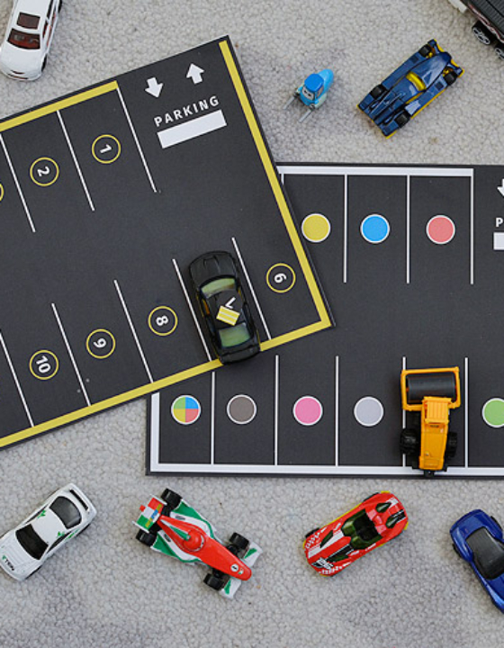 Parking dla autek DIY do druku – zrób sam parking dla autek