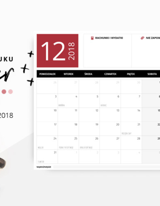 Planer grudzień 2018 – do pobrania i wydrukowania