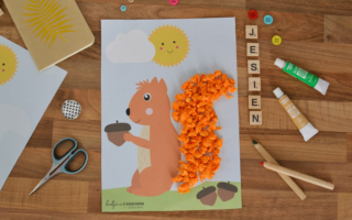 Jesienna wiewiórka – wyklejanka do druku