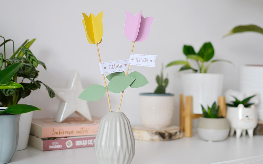 Kwiaty z papieru - papierowe tulipany na Dzień Kobiet