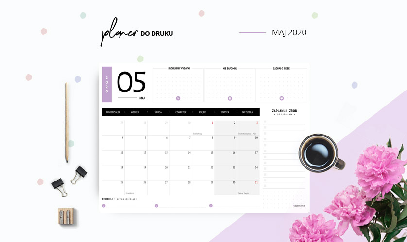 Planer maj 2020 w kolorze fioletowym