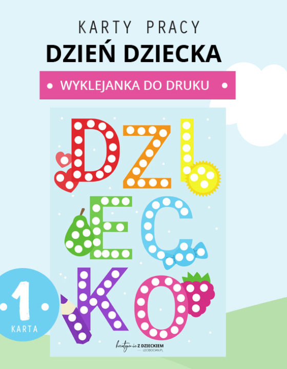 Karty pracy Dzień dziecka – Wyklejanka dla dzieci do druku