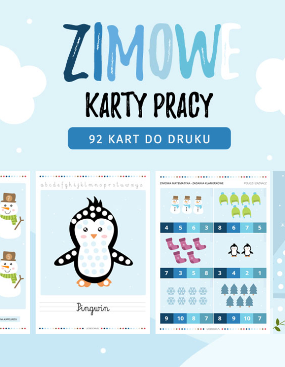 Zimowe karty pracy do druku – 92 zimowe zadania