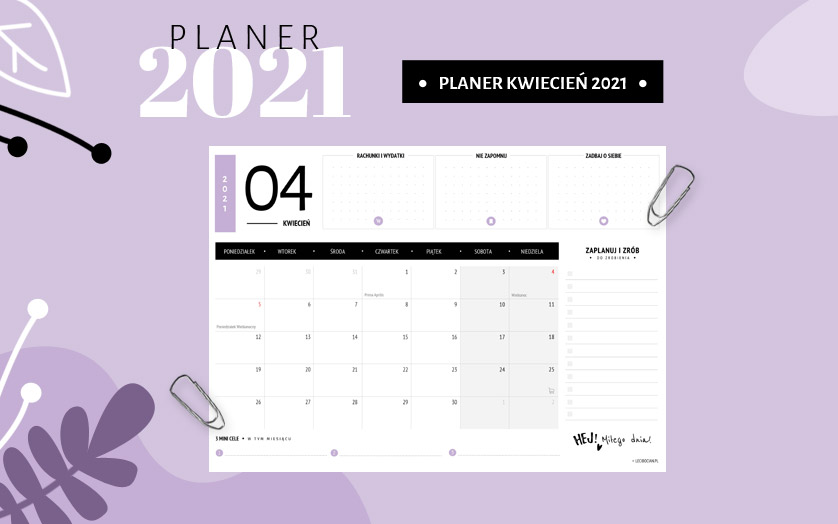 Planer kwiecień 2021 - kolorowy