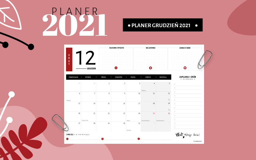 Planer grudzień 2021 - kolorowy
