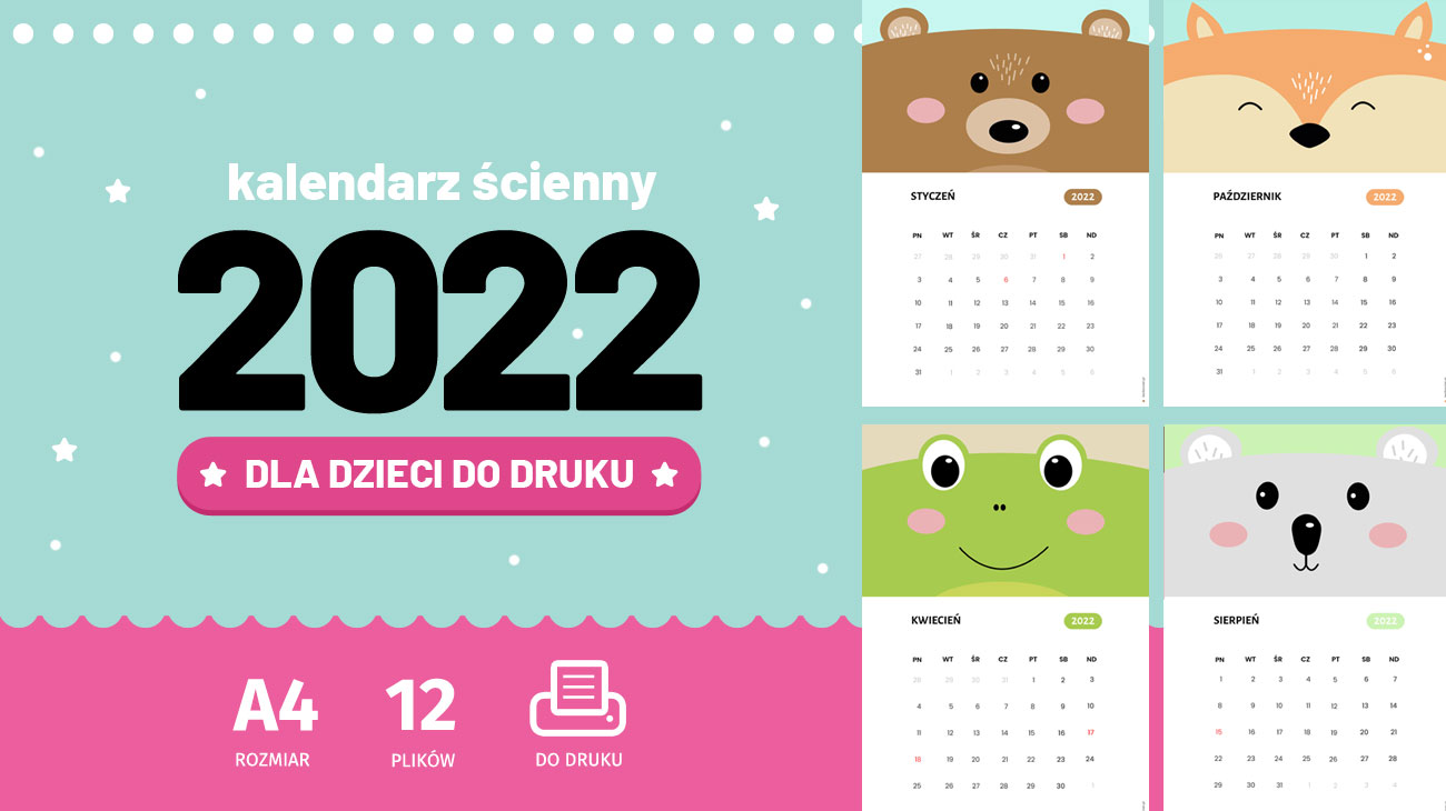 Kalendarz 2022 dla dzieci - do druku