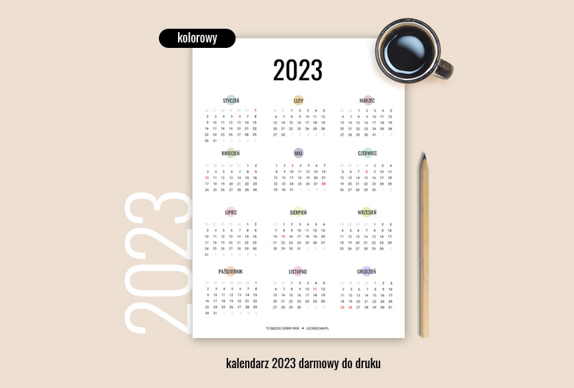Kalendarz 2023 do druku - kolorowy