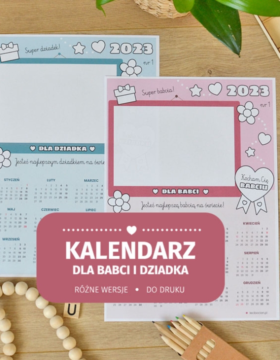 Kalendarz dla babci i dziadka do druku