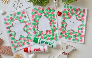 Świąteczne obrazki z flamastrami kropkowymi + darmowe szablony do druku