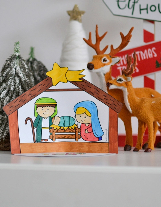 Szopka bożonarodzeniowa – kolorowanka do druku