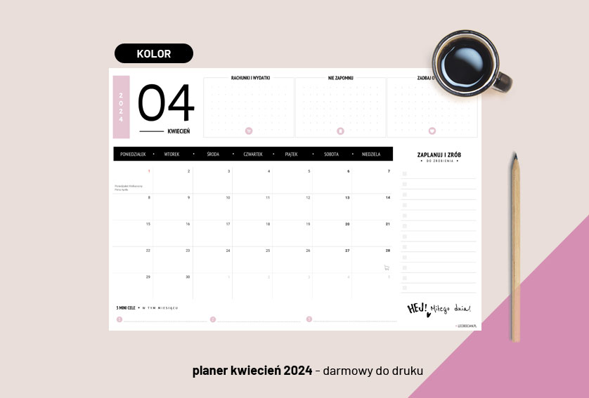 Planer kwiecień 2024 - kolorowy
