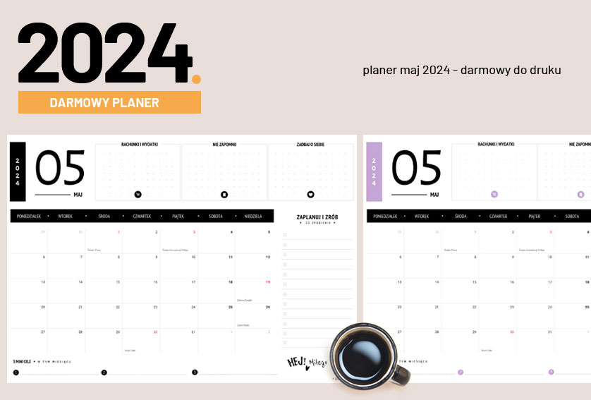 Planer maj 2024 do druku - darmowy kalendarz