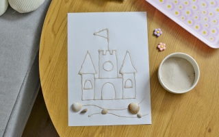 Zamek z piasku – praca plastyczna i szablon do druku