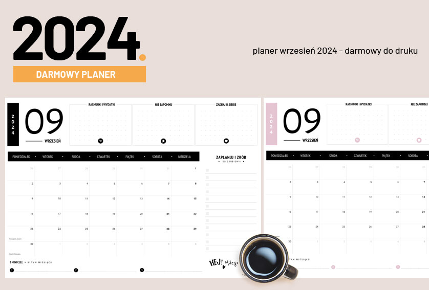 Planer wrzesień 2024 do druku - darmowy kalendarz