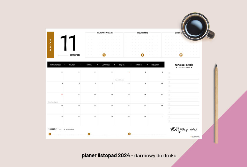 Planer listopad 2024 - kolorowy