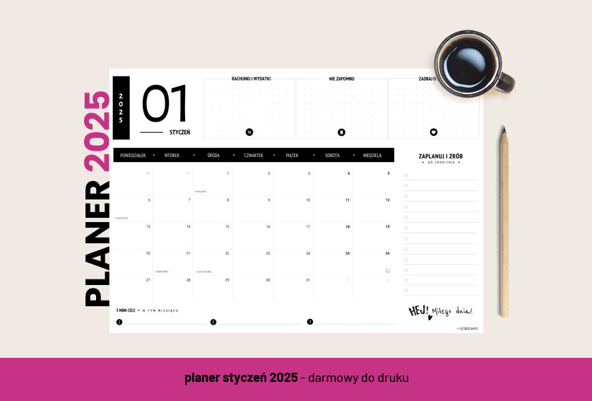 Planer styczeń 2025 - czarny