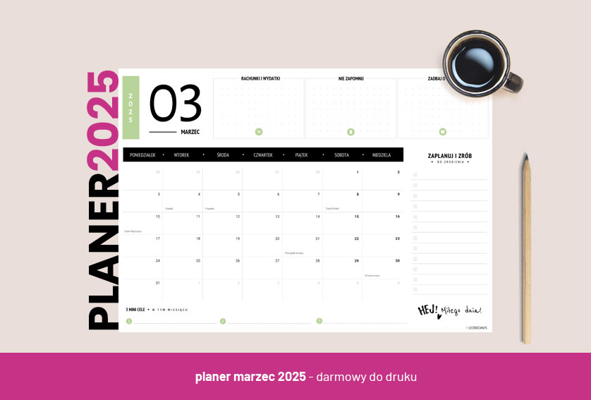 Planer marzec 2025 - kolorowy