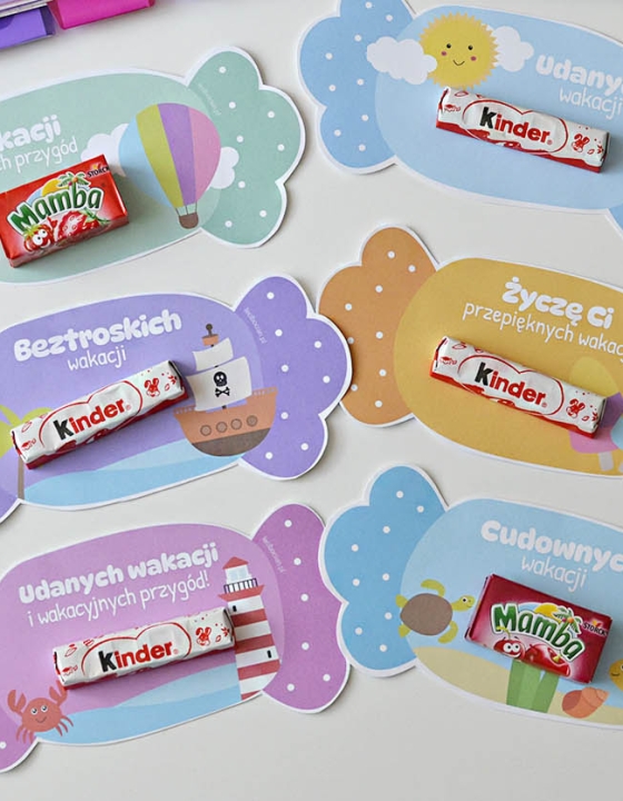 Zakładki na słodycze i cukierki do druku