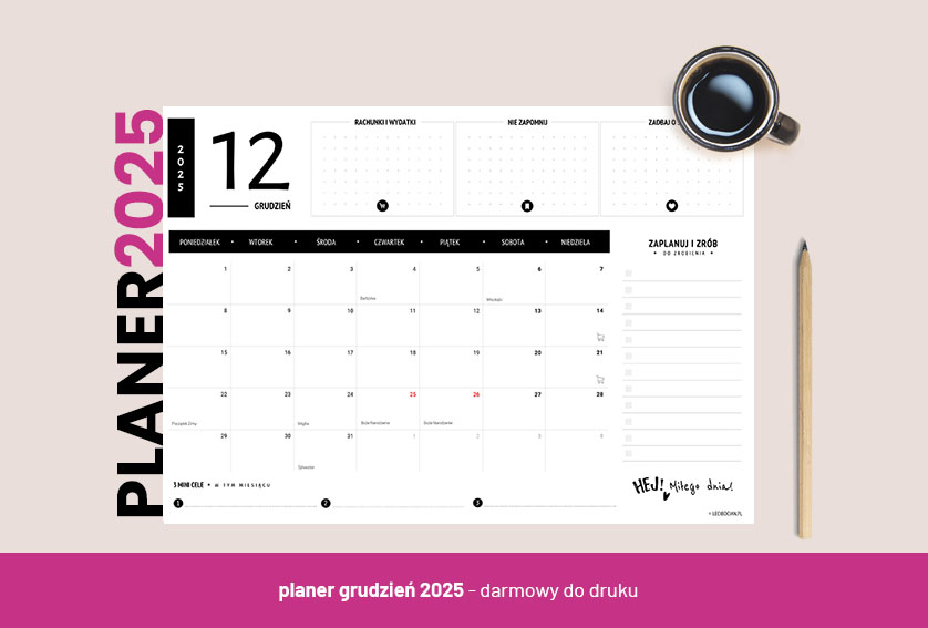 Planer grudzień 2025 - czarny