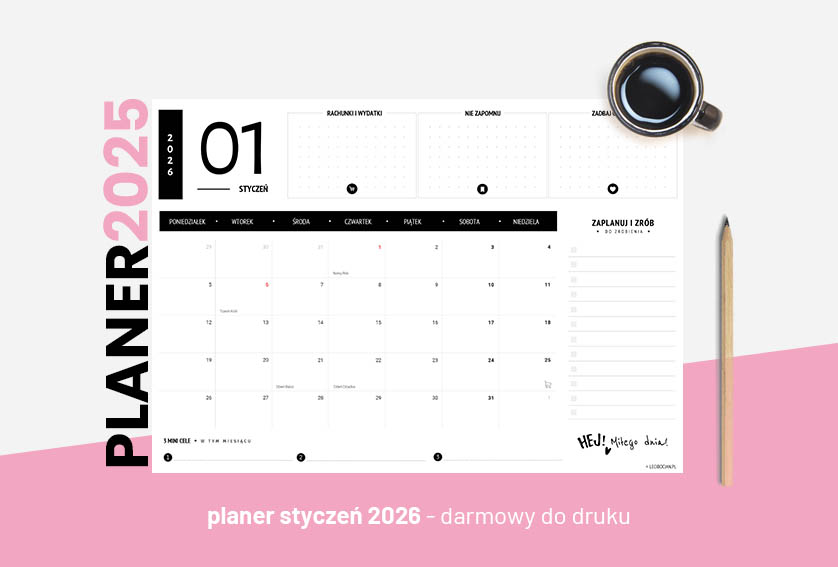 Planer styczeń 2026 - czarny